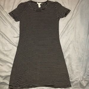 Black and white striped t-shirt dress
